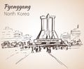 Pyongyang city sketch. The WorkerÃ¢â¬â¢s Party Monument.